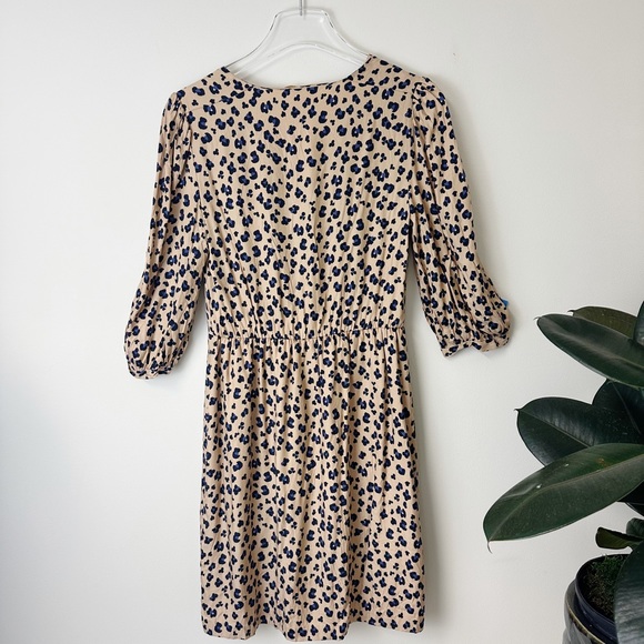 Rebecca Taylor Silk Cheetah Tie Front Dress Size 6 - Picture 7 of 14